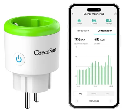 Productafbeelding van Wifi Stroommeter voor Stopcontact met Timer voor Balkonkrachtcentrale