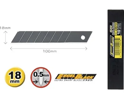 Produktbild von OLFA LBB 50 18mm Excel Black Klingen, 50 Stück im Pack 6 Stück