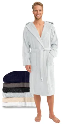 Produktbild von Twinzen - Bademantel Herren 100% Baumwolle Grau, XXL