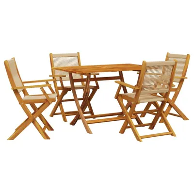 Produktbild von 5-tlg. Garten-Essgruppe Polypropylen und Massivholz Beige