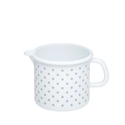 Produktbild von RIess Milch/Schnabeltopf Ø12cm 1 Liter Emaille Country Pünktchen grau