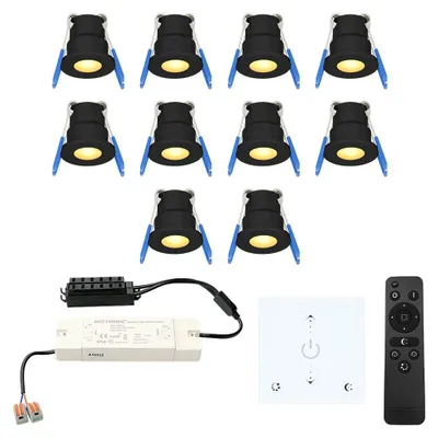 Produktbild von hoftronic LED Mini Einbaustrahler 3W 200lm 2700K IP65 Schwarz 10er Set