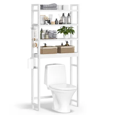 Produktbild von SONGMICS Toilettenregal, Badezimmerregal, 4-stöckiges Badregal, verstellbare Ablagen, platzsparend, geeignet für die meisten Toiletten