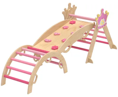 Produktbild von AIYAPLAY 6-in-1 Indoor-Klettergerüst für Kinder, Rutsche, Rampe, Bogen, Holz