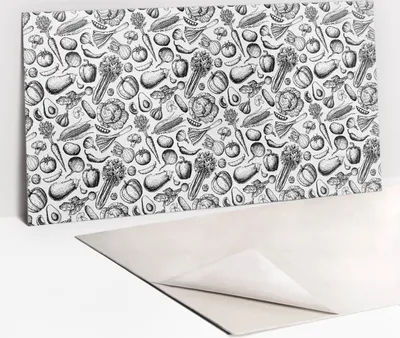 Produktbild von Dekorative PVC Wandpaneele - Küchenpaneele Rückwand hart Innenwand - 100 x 50 - Gemüse zeichnen