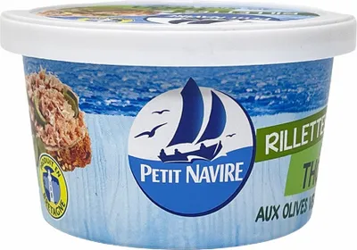 Produktbild von Petit Navire Thunfisch-Rillettes mit Grünen Oliven 125g: Feine Delikatesse