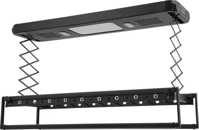 Produktbild von Elektrischer Wäscheständer - Wand- und Deckenmontage - Fernbedienung 30–50 m - Tragkraft 35 kg - Ausziehbar - Sterilisationslampe 30 Min - Schwarz