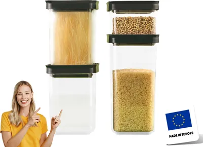 Produktbild von uandu Vorratsdosen mit Deckel Luftdicht - 4er Vorratsbehälter Set | Aufbewahrungsbox Küche Aufbewahrung & Organisation | BPA Frei | Küchen Organizer | Vorratsdosen für alle trockenen Lebensmittel
