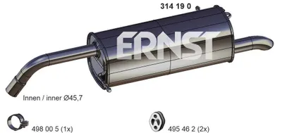 Produktbild von ERNST 314190 Endschalldämpfer für FORD B-MAX (JK) Auspuff