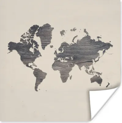 Produktbild von MuchoWow® Poster Weltkarte - Holz - Beige 50x50 cm - Wohnzimmerdekoration