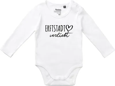 Produktbild von Huuraa Baby Body Erftstadt verliebt 74 White  Baumwolle Fairtrade Langarmbody Geschenkidee