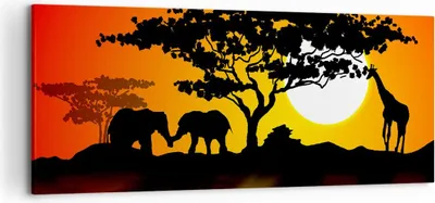 Produktbild von Bild auf Leinwand - Leinwandbild - Tiere Safari Savanne Giraffe - 120x50cm - Wand Bild - Wanddeko - Leinwanddruck - Bilder - Kunstdruck - Wanddekoration - Leinwand bilder - Wandkunst - AB120x50-0539