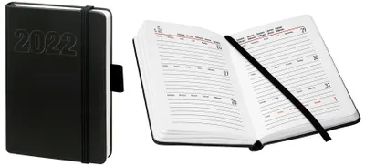 Produktbild von bsb 02-0130 Buchkalender "V-book" 1 Woche / 2 Seiten A6 schwarz