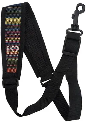 Productafbeelding van Universele saxofoonhouder - Verstelbaar - Katoen - Slingersgordel - Karabijnhaakjes - Lichtgewicht - 34x5,5 cm - Instrumentenhouder