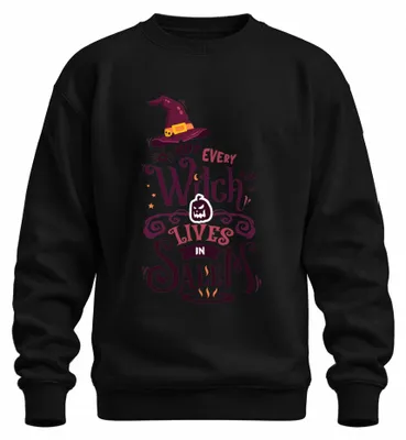 Obrázok produktu pre Nie každá čarodejnica žije v Saleme Halloween Kürbis Hexenhut gruselig Uni mikina Pullover, Schwarz, M