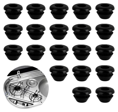 Produktbild von 20 Stück Gummidurchführungen, Topfträgergummis passend für Topflappen, kompatibel mit 5-mm-Stangen von Dometic Smev und Thetford, Rostgummifüße für Wohnmobilkocher