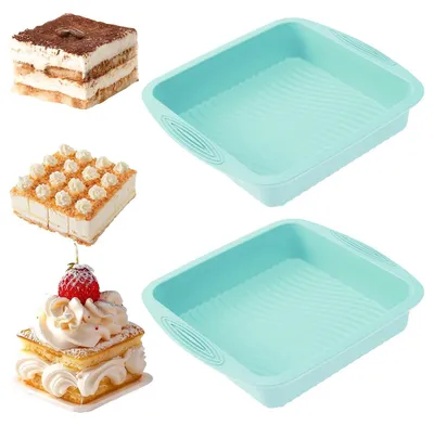 Productafbeelding van Rechthoekige cakevorm, 24 cm, broodvorm, groen, set van 2, siliconen, BPA-vrij, hittebestendig