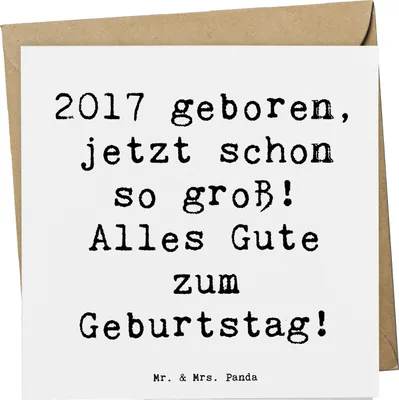 Produktbild von Mr. & Mrs. Panda faltkarte Spruch 2017 Geburtstag - Weiß - Geschenk, Geburtstagsfeier, anlasskarte, Geburtstagswünsche, Grußkarte, Glückwunsch, Jubel und Freude