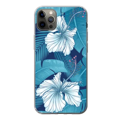 Produktbild von MuchoWow® Handyhülle Schutzhülle Hülle für iPhone 13 Pro Max Tropisch - Blumen - Blau Silikon Softcase Handy Hülle - Mobiltelefon