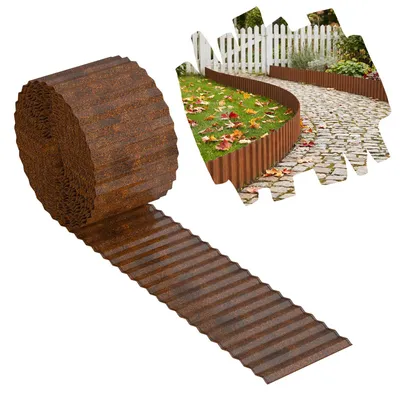 Produktbild von YARDIN Rasenkante Beetumrandung Rostfarbe 35m×18cm verzinkter Stahl zuschneidbare Metall‑Gartenumrandung für Rasen Blumenbeet Gartenwege