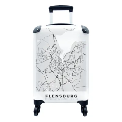 Produktbild von MuchoWow® Koffer Handgepäck Trolley Rollkoffer Kleine Reisekoffer mit 4 Rollen - Karte - Flensburg - Karte - Deutschland - Cabin Size < 55x40x23 cm & 55x40x20 cm - Fotokoffer - Kabinenkoffer - Boardgepäck - Reise-Box - Reisekoffer - Reisegepäck - Koffer mit Bild - Trolley für Kinder
