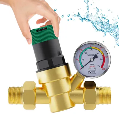 Wasserdruckregler mit Manometer, 1/2 Zoll, Messing