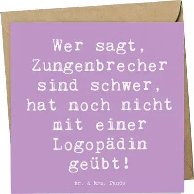 Produktbild von Mr. & Mrs. Panda Deluxe Karte Spruch Training mit Logopädin - Lavendeltraum - Geschenk, faltkarte, doppelkarte, Logopädinnen, Beruf, Glückwunschkarte, Sprachübungen