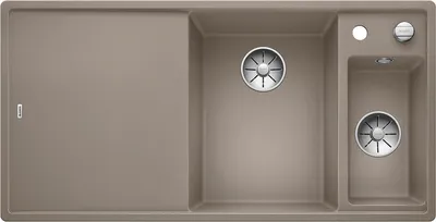 Produktbild von BLANCO AXIA III 6 S, SILGRANIT® PuraDur®, tartufo, Becken rechts, mit Ablauffernbedienung, inkl. Holzschneidbrett