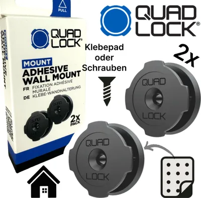 Produktbild von QUAD LOCK Wall Mount Wandhalterung Selbstklebend Handyhalter Set 2 Stück