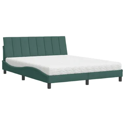 Produktbild von vidaXL Bett mit Matratze "Hanko" Dunkelgrün 160x200 cm Samt