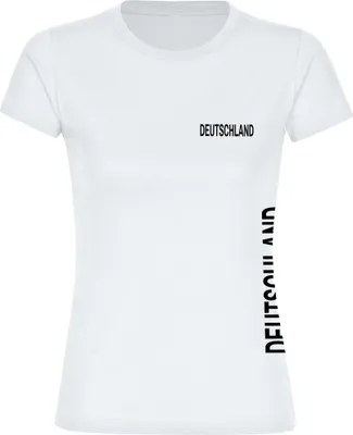 Produktbild von multifanshop Damen T-Shirt - Deutschland - Brust & Seite, weiß, Größe M