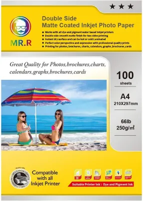 Obrázek produktu pro Fotopapír formátu A4, gramáž 250 g/m², 100 listů, oboustranný, voděodolný, rozměry 210x297 mm