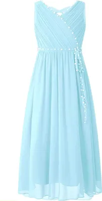 Produktbild von Mädchen Prinzessin Abendkleid Gr. 176 Cm Festlich Lang Blumenmädchenkleid Hochzeit Perlen Schleife Chiffonkleid