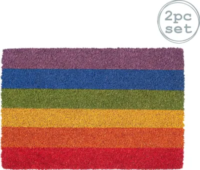 Produktbild von Nicola Spring Kokosfaser-Fußmatten – 60 x 40 cm – Regenbogen – 2er-Pack