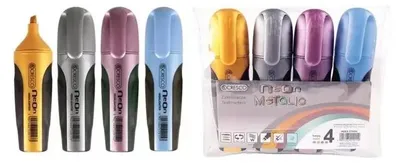 Image de Surligneurs Neon Metallic, 4 couleurs - Cresco