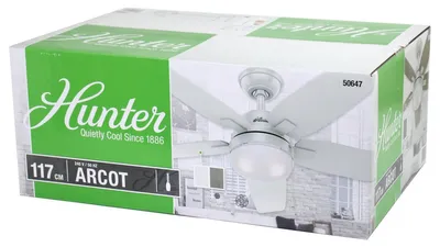 Produktbild von Hunter 50647 Arcot Deckenventilator Ventilator mit Beleuchtung Weiß Grau 117 cm