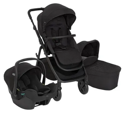 Zdjęcie produktu dla Graco Near2Me DLX Trio, Osłonka na nogi, System podróżny wózka, Każda płeć, Pełne koła, Możliwość złożenia, Czarny