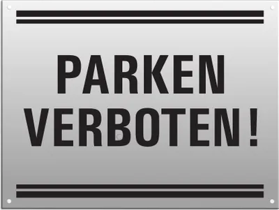 Produktbild von Warnschild - Parken verboten | 200 x 150 mm gelocht Aluminium silber matt eloxiert