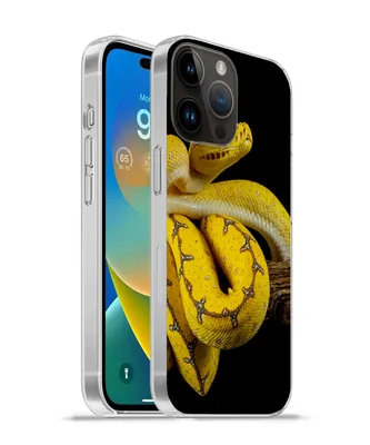 Produktbild von MuchoWow® Handyhülle Schutzhülle Hülle für Apple iPhone 14 Pro Max Schlange - Zweig - Gelb Silikon Softcase Handy Hülle - Hardcover