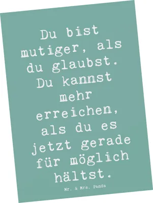 Produktbild von Mr. & Mrs. Panda Postkarte Spruch Mut und Tapferkeit - Meeresbrise - Geschenk, Ansichtskarten, Gefühl, einzelkarte, Ansichtskarte, Zitat, Motivation, Grußkarte, Courage