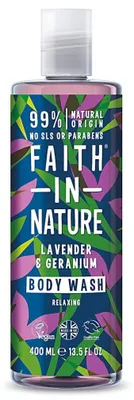 Imagen del producto de Faith In Nature, Lavanda y Geranio, limpiador y nutritivo, gel de ducha, 400 ml
