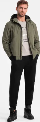 Obrázek produktu pro Ombre Clothing Pánská přechodová bunda Jagne tmavě olivová L