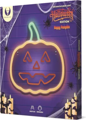 Zdjęcie produktu dla Forever Light Dynia neon na Halloween z podłączeniem USB, nastrojowe światło, doskonały element oświetleniowy, idealny do wnętrz