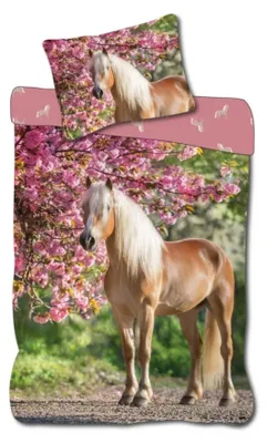 Produktbild von Pferd Cherry Blossom Kinderbettwäsche 100×135cm, 40×60cm