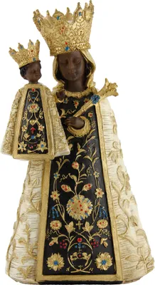 Produktbild von Heiligenfigur Schwarze Madonna 20 cm handbemalt Polyresin Deko