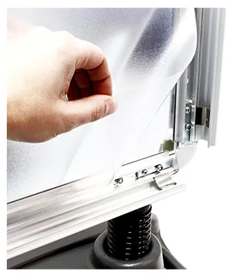 Produktbild von Kundenstopper DIN A1 – 790 x 500 x 1145 mm – beidseitig – mit Wassertank, Federn und Aluminiumrahmen – Plakatständer in hellgrau