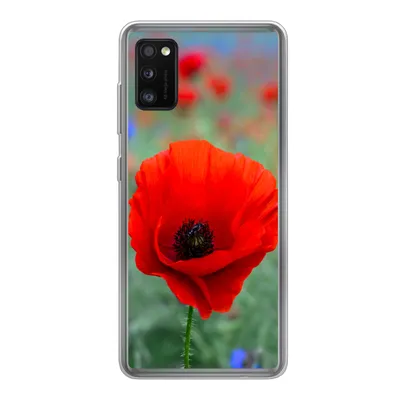 Produktbild von MuchoWow® Handyhülle Schutzhülle Hülle für Samsung Galaxy A41 Lila und rote Mohnblumen auf einer Wiese Silikon Softcase Handy Hülle - Mobiltelefon