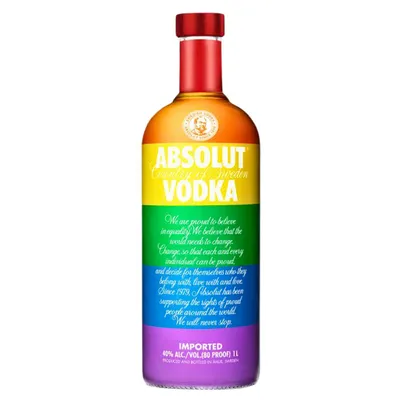 Produktbild von Absolut Vodka Colors 2 1L – (Spanische Banderole) Limited Edition 2015 mit Pride Design, LGBTQ Flaggenflasche, Sammler Wodka aus Schweden mit 40% Vol.