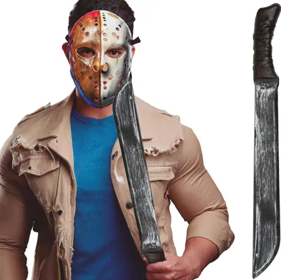 Immagine prodotto di Halloween Machete Costume Accessorio Decorazione Horror Decorazione Spaventoso Party Prop Street 68 cm Lungo Look Style, Colore: Argento / Nero