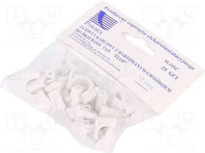 Produktbild von 1x weiß 12mm H.7009A -25 Kabel 25Stk mit Nagel auf Rundkabel